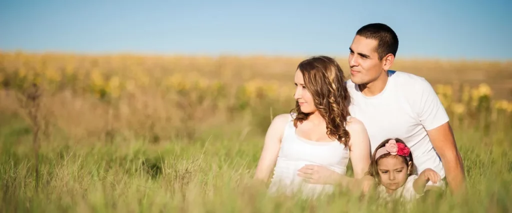 Family in field
